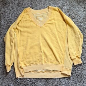 Aerie Yellow V-Neck Sweatshirt